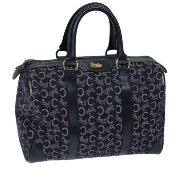 CELINE C Macadam Canvas Hand Bag Navy Auth - Picture 1 of 16